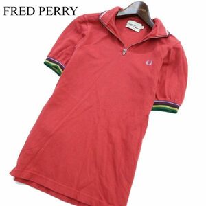 ポルトガル製★ FRED PERRY × Bradley Wiggins フレッドペリー 半袖 ロゴ刺繍 袖リブ★ ジップ ポロシャツ Sz.XS　メンズ　C1T04254_6#A