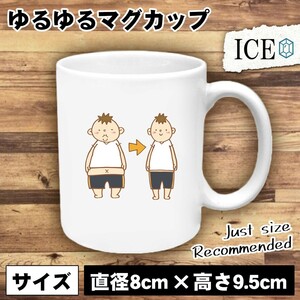 ダイエット前後 男性 おもしろ マグカップ コップ 陶器 可愛い かわいい 白 シンプル かわいい カッコイイ シュール 面白い ジョーク ゆる