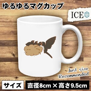 雛 ツバメ おもしろ マグカップ コップ 陶器 可愛い かわいい 白 シンプル かわいい カッコイイ シュール 面白い ジョーク ゆるい プレゼン