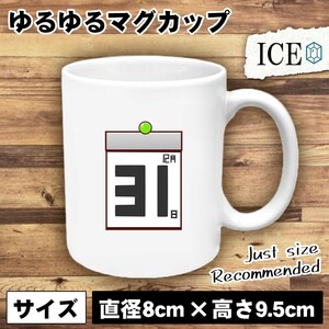 12月31日 カレンダー おもしろ マグカップ コップ 陶器 可愛い かわいい 白 シンプル かわいい カッコイイ シュール 面白い ジョーク ゆる