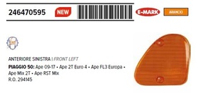 RMS 24647 0595 неоригинальные фары ( указатель поворота ) APE( Vespa машина 3 колесо ) TM 50 09-17 FL