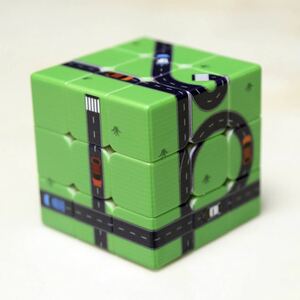  child . adult therefore. magic. cube body, green color. road design,. structure .. toy, education game,56x56x56mm,3x3x3