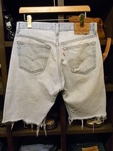 90'S LEVI'S #501 カットオフ ダメージ デニム ショートパンツ SIZE 33 リーバイス アメリカ製 ショーツ_画像2