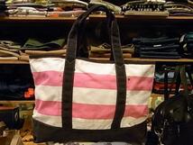 J.CREW CANVAS TOTE BAG BORDER NAVY PINK ジェイ クルー キャンパス トート バッグ ボーダー ネイビー ピンク_画像1