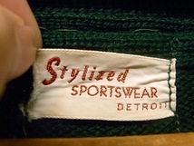 60‘S STYLIZEWD SPORTSWEAR LETTERED CARDGAN #65 SIZE M? ヴィンテージ レタード カーディガン 深緑 ヒョウ_画像3