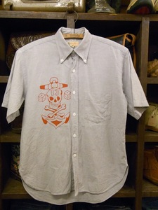 DRY BONES B.D SHIRT SIZE S ドライ ボーンズ ボタンダウン 半袖 シャツ スカル 13 ダイス サイコロ 錨 骸骨