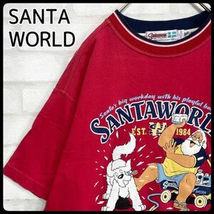 【希少】SANTAWORLD 90s 半袖 Tシャツ ビックプリント キャプテンサンタ サンタワールド Mサイズ