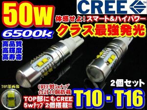 【全国送料無料】最強CREE製LED★50Wスリム爆裂発光T10/T16プロジェクター◆6500k