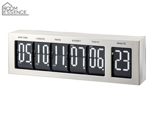 東谷 フラップクロックパタパタ時計 シルバー おしゃれ 置き掛け両対応 海外時間 CLK-120SV あずまや メーカー直送 送料無料