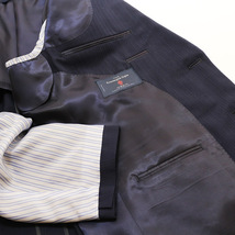 SALE 新品 春夏 エルメネジルドゼニア アAMEZING 濃紺ネイビー織柄 ストライプ 2つボタン ビジネス スーツ 日本製 ゆったり型 AB6_画像6