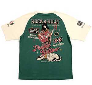 ピークドイエロー/Tシャツ/グリーン/M/PYT-232/エフ商会/テッドマン/カミナリモータース