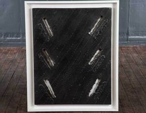 【真】関根伸夫（せきねのぶお）『B30-3 6つの磁場』1987年 30号 アクリル板 「もの派」額装 S189 絵画 インテリア 風景画 芸術 美術