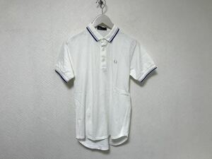  beautiful goods genuine article Fred Perry FREDPERRY cotton polo-shirt with short sleeves American Casual business suit men's white white XS made in Japan 