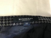 本物バーバリーロンドンBURBERRYウールレーヨンナイロンスカートスラックスパンツアメカジサーフビジネススーツレディース黒ブラック柄38M_画像4