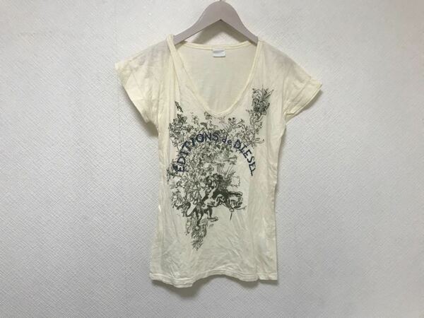 本物ディーゼルDIESELコットンプリント半袖TシャツアメカジビジネススーツレディースイエローM