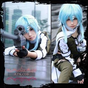 Q101 SAO ソードアート・オンラインII(ファントムブレット) 朝田詩乃 シノン 水色 軍服 スナイパー 濃い緑 薄緑 軍装