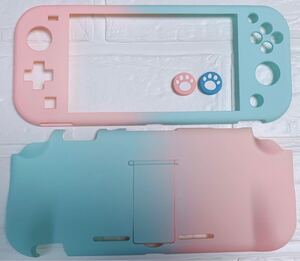 ピンク×水色 可愛い Switch Liteハードカバー かわいい スイッチライト ハードケース 肉球