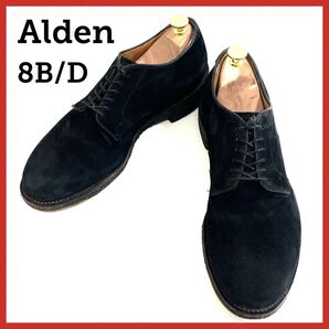 希少☆Alden オールデン プレーントゥ スエード オックスフォードシューズ 8B/D メンズ ドレスシューズ ネイビー系