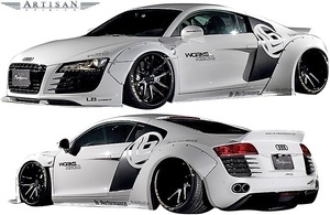 【M’s】AUDI R8 V8/V10 (2006y-) ARTISAN SPIRITS x Liberty Walk オーバーフェンダーキット 5点／CARBON+FRP アーティシャンスピリッツ