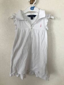  Ralph Lauren polo no sleeve polo-shirt tunic white po knee 6T 120 size frill Rav Lee Kids collar attaching girl 