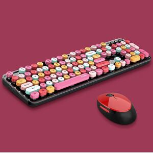 2.4G ワイヤレスキーボードとマウスセット レディースキーボード 丸いキーキャップ 英語配列 (口紅 104キー) M4