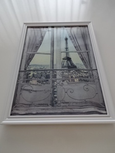 アートフレーム§写真ポスター付A4額(選択可)§エッフェル塔・窓・景色・パリ・フランス・街・アンティーク風・シャビー・シャビーシック