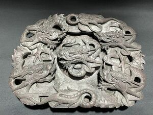 中国古美術　古硯　書道具　龍　彫刻　「清玩草堂之寶」　刻印　重さ約：9kg　時代物　旧家蔵出し☆