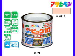 アサヒペン 水性ビッグ10 多用途 200ml (1/5L) ニースピーチ 多用途 塗料 屋内外 半ツヤ 1回塗り 防カビ サビ止め 無臭 耐久性 万能型