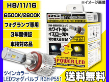 RG ツインカラー 切替 LED 【フォグバルブ H8 H11 H16】 12/24V兼用 RGH-P551 POWER LED FOG Blub 車検対応 3年間保証 送料無料_画像1