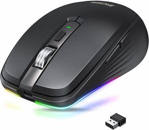 新品 ワイヤレスマウス 無線 マウス BT 5.0 7ボタン戻る/進むボタン搭載 瞬時接続 14色RGBライト付 2.4GHz 高精度