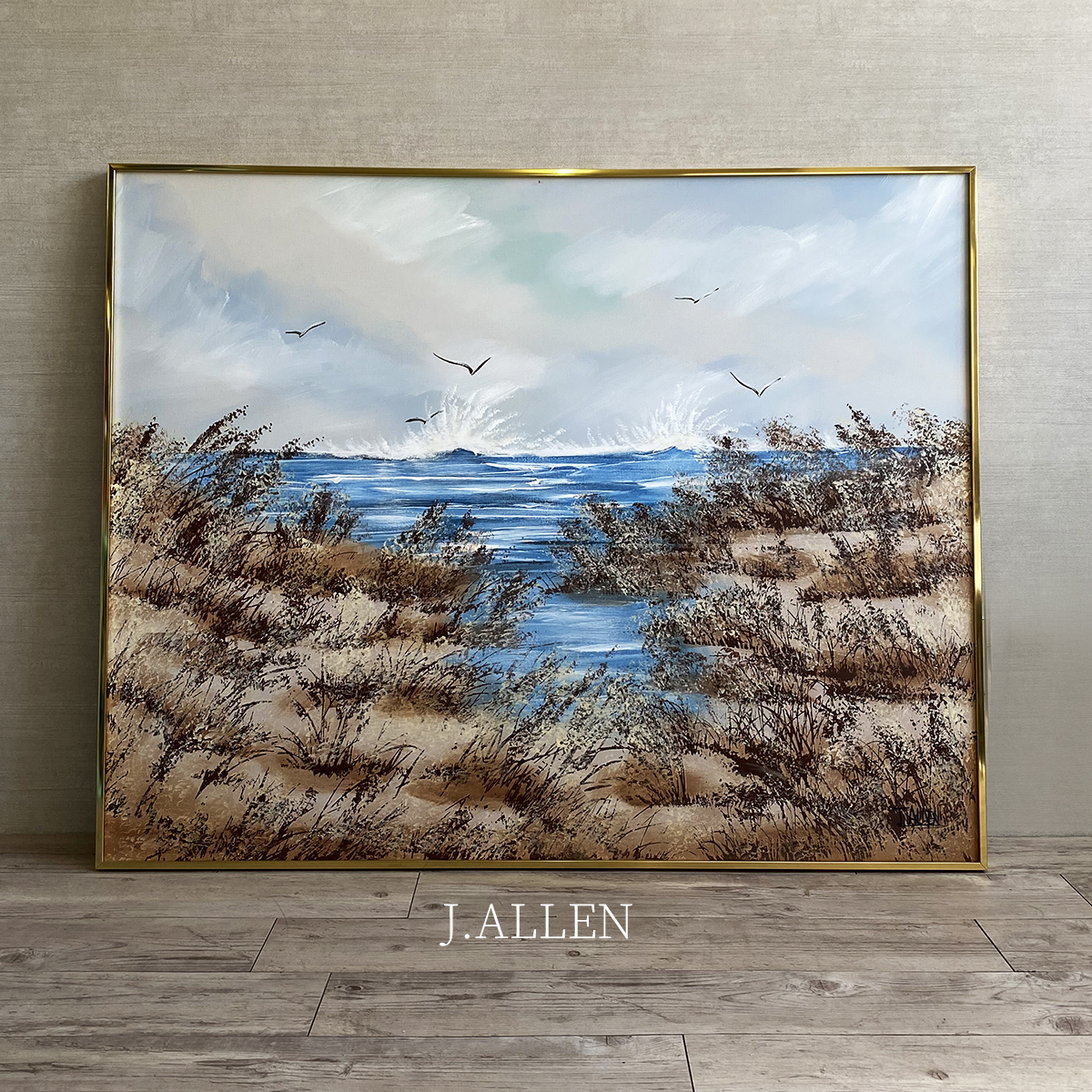 Genuine work by J.ALLEN, extra large, approx. 102cm long and 127cm wide, oil painting, framed, landscape painting, painting, oil painting, original, hand-written signature, fine art, art, art collection, display, Painting, Oil painting, Nature, Landscape painting