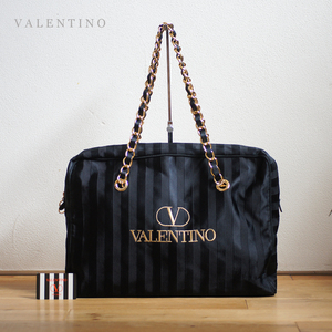Good Condition Valentino Garavani Chain Shoulder Tote Bag Black Black Women's Bag VALENTINO GARAVANI, cormorant, Valentino, for women