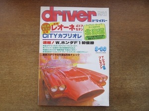 1905nkt●driver ドライバー 1984.8.20●レオーネ4ドアセダン/CITYガブリオレ/W.ホンダF1初優勝/フィアット・ウーノで行く北海道知床半島