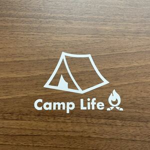 66. 【送料無料】Camp Life 焚き火 カッティングステッカー キャンプ テント アウトドア CAMP 【新品】
