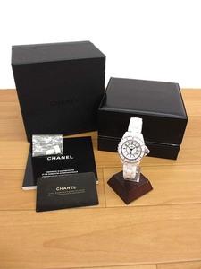 美品 シャネル H0968 J12 33mm ホワイト セラミック 腕時計 クオーツ