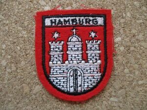 70s ドイツ HAMBURGハンブルク フェルト ビンテージ刺繍ワッペン/旗スーベニア印章アップリケ紋章パッチ旅行エンブレム土産ヨーロッパ