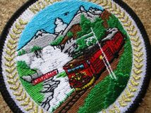 90s ノルウェーNORWAYフロムFLAM ビンテージ 刺繍ワッペン/北欧スーベニア鉄道アップリケ駅パッチ旅行エンブレム土産フィヨルド列車_画像2