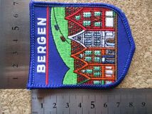 90s ノルウェーBERGENベルゲン刺繍ワッペン世界遺産ブリッゲン/アップリケ街並みパッチ旅行 土産ヨーロッパ_画像8