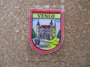 70s オランダVENLOフェンローSTADHUIS ビンテージ ワッペン/建築物ヨーロッパ欧州アップリケ紋章パッチ旅行エンブレム土産ユーロ