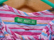 全国送料無料 ラグマート RAG MART キッズ ジョイ製 子供服キッズベビー女の子半袖ストライプチュニックワンピース 80 着丈38cm_画像3