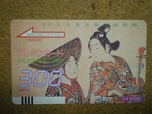 ntt*110-003 ukiyoe Ishikawa . confidence bird ..NTT. color unused 300 frequency telephone card 