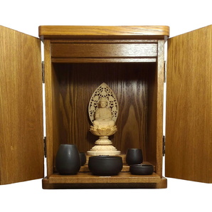 厨子型仏壇 『御室』 ＋仏像（座釈迦如来）＋YASURAGI（五具足）セット