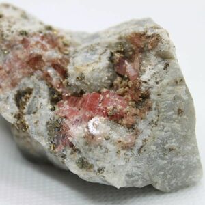 ペルー産【ロードクロサイト１＆パイライト＆水晶】Rhodochrosite、菱マンガン鉱ミネラル、鉱物、原石、天然石、鉱物屋Rei