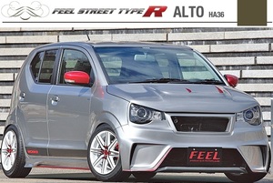 【M's】スズキ アルト HA36(2014y-)FEEL STREET TYPE R エアロ 3点セット(F+S+R)／／FRP 未塗装 SUZUKI ALTO エアロキット エアロパーツ