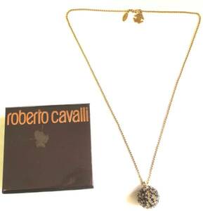 二点落札で送料無料！ R13 ITALY製 roberto cavalli ロベルト カヴァリ ラインストーン 球体 ネックレス ゴールド ブラック レディース