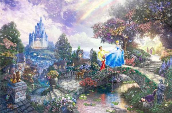 [Western Painting] Thomas Kinkade Disney Cinderella Wide Size Canvas Print, artwork, painting, others
