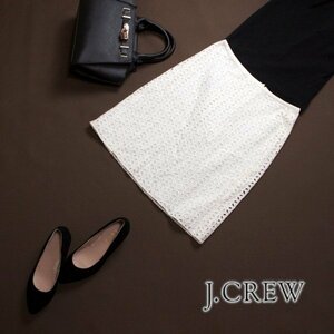 美品 J Crew ジェイクルー ■ 春 夏 可愛い エンブロイダリー 刺繍 レーススカート 4 綿100% ホワイト 白 コットン ナチュラル