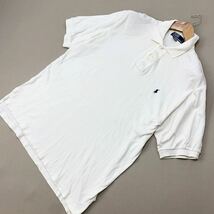 ポロラルフローレン ☆ POLO RALPH LAUREN コットン ポロシャツ ホワイト M やや大きめ 春夏 シンプル アメカジ 腹に極薄いシミ■E175_画像1