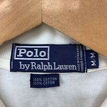 ポロラルフローレン ☆ POLO RALPH LAUREN コットン ポロシャツ ホワイト M やや大きめ 春夏 シンプル アメカジ 腹に極薄いシミ■E175_画像6