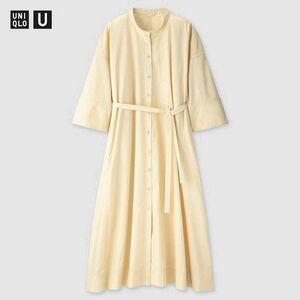 Это красивая вещь только один раз UNIQLO U* Рубашка с воротником-стойкой Цельный кремовый L Свободное весеннее пальто Это также замечательно для хаори